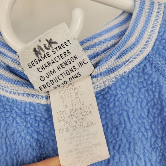 Vintage Sesame Street Blue Fleece Cookie Monster Footie Zip On PJ Pajamas 3T - Picture 7 of 10